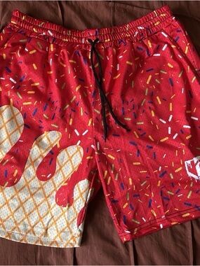 Men's Red Sprinkles Athletic Shorts with Drawstring Waist